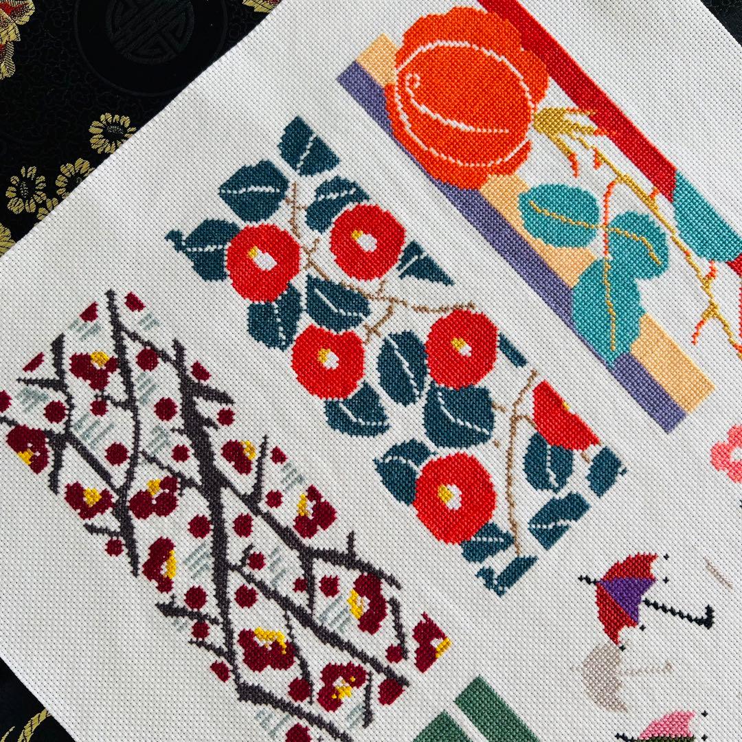 【完成品】クロスステッチ　竹久夢二　サンプラー　B4フレーム用