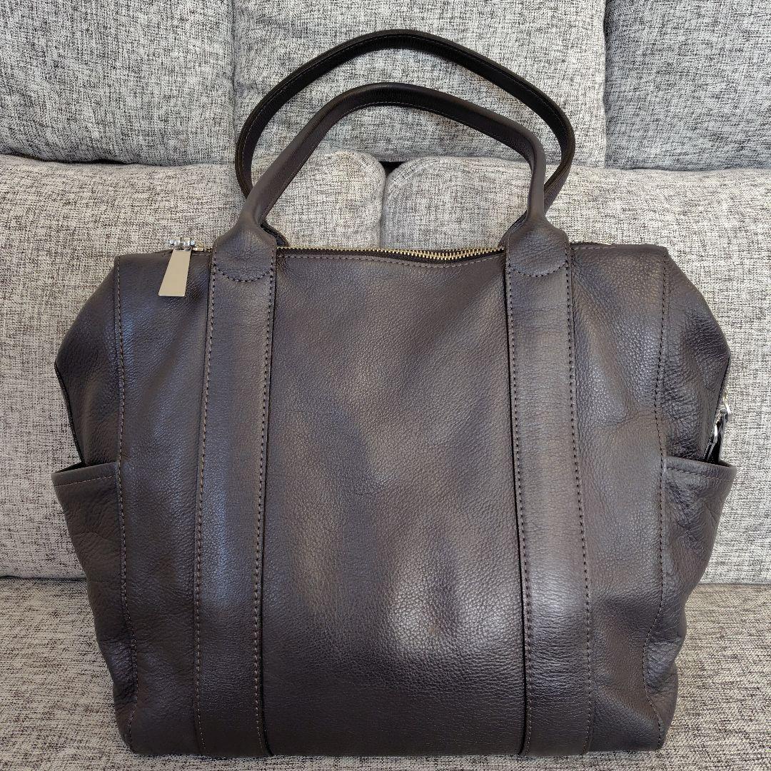 aniary アニアリ　シュリンクレザー 牛革 トートバッグ 保存袋　チャコール