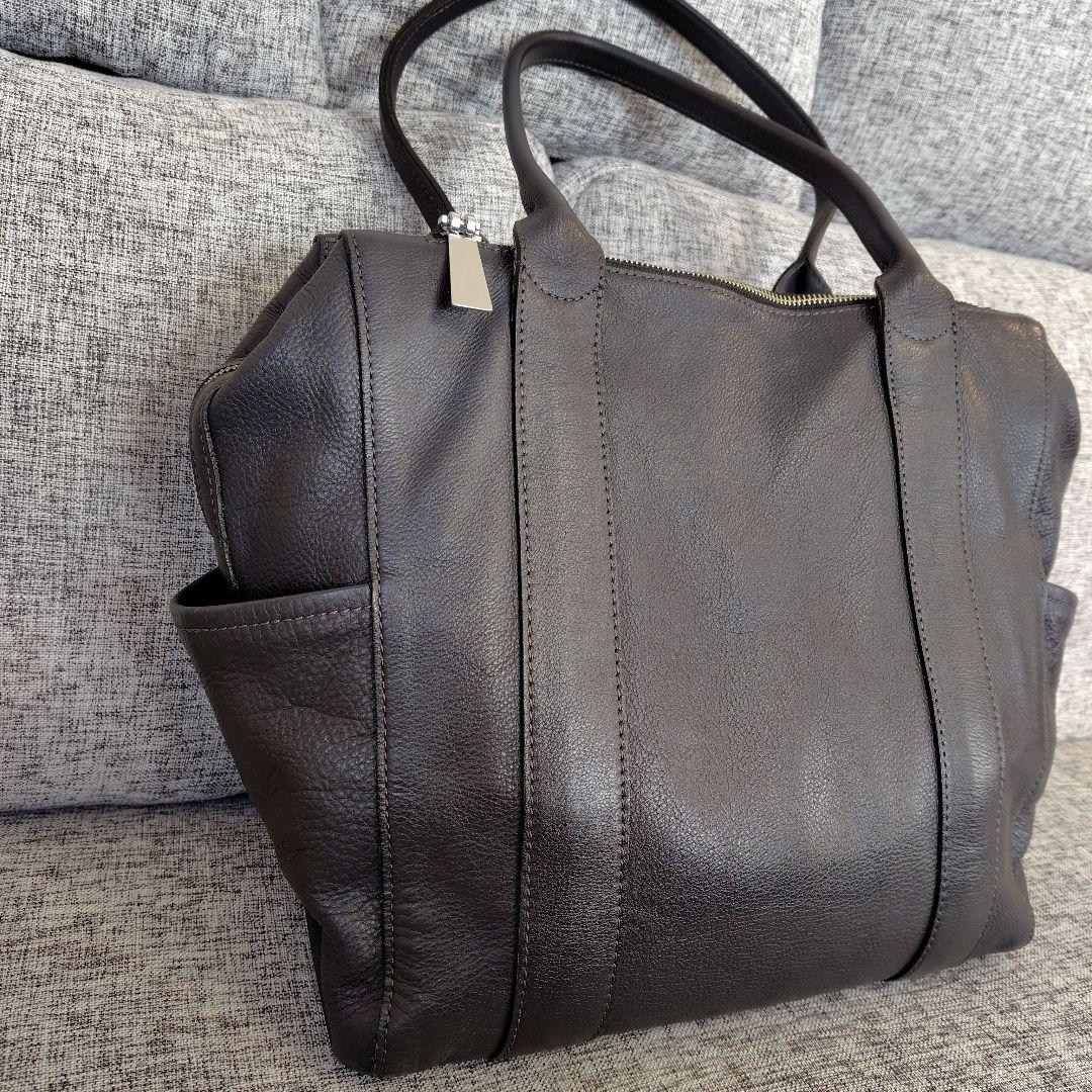 aniary アニアリ　シュリンクレザー 牛革 トートバッグ 保存袋　チャコール