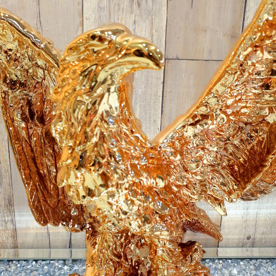 輸入雑貨　アニマルオブジェ　ピンクゴールド　『羽ばたく鷹・イーグル』　縁起物