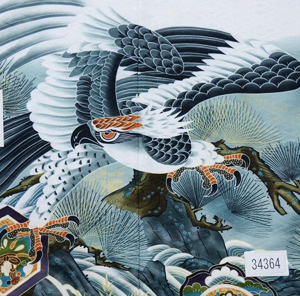 七五三 五歳 男児 羽織袴フルセット 白地 鷹 袴変更可能 NO34364