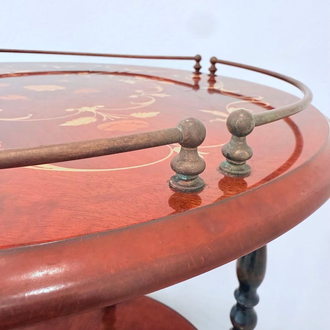 【希少】 イタリア製 象嵌 ワゴン ティーワゴン キッチンワゴン アンティーク