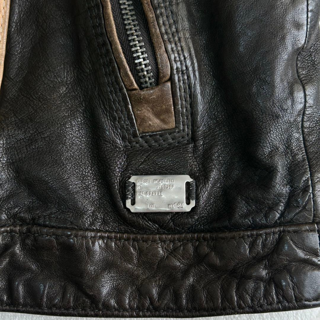 ま*l様 ディーゼル 羊革レザー シングルライダース ジャケット L レーシング