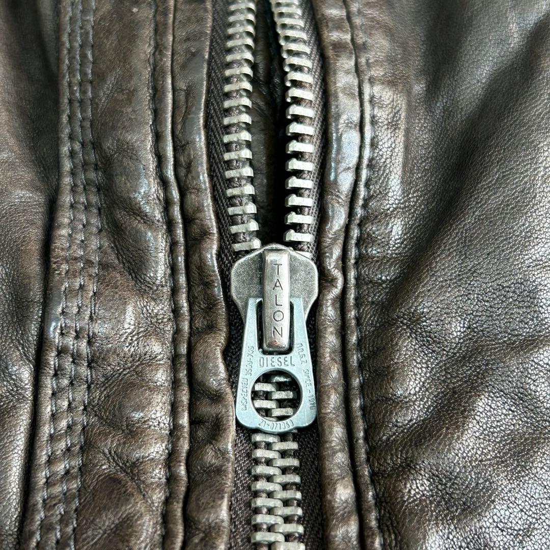 ま*l様 ディーゼル 羊革レザー シングルライダース ジャケット L レーシング