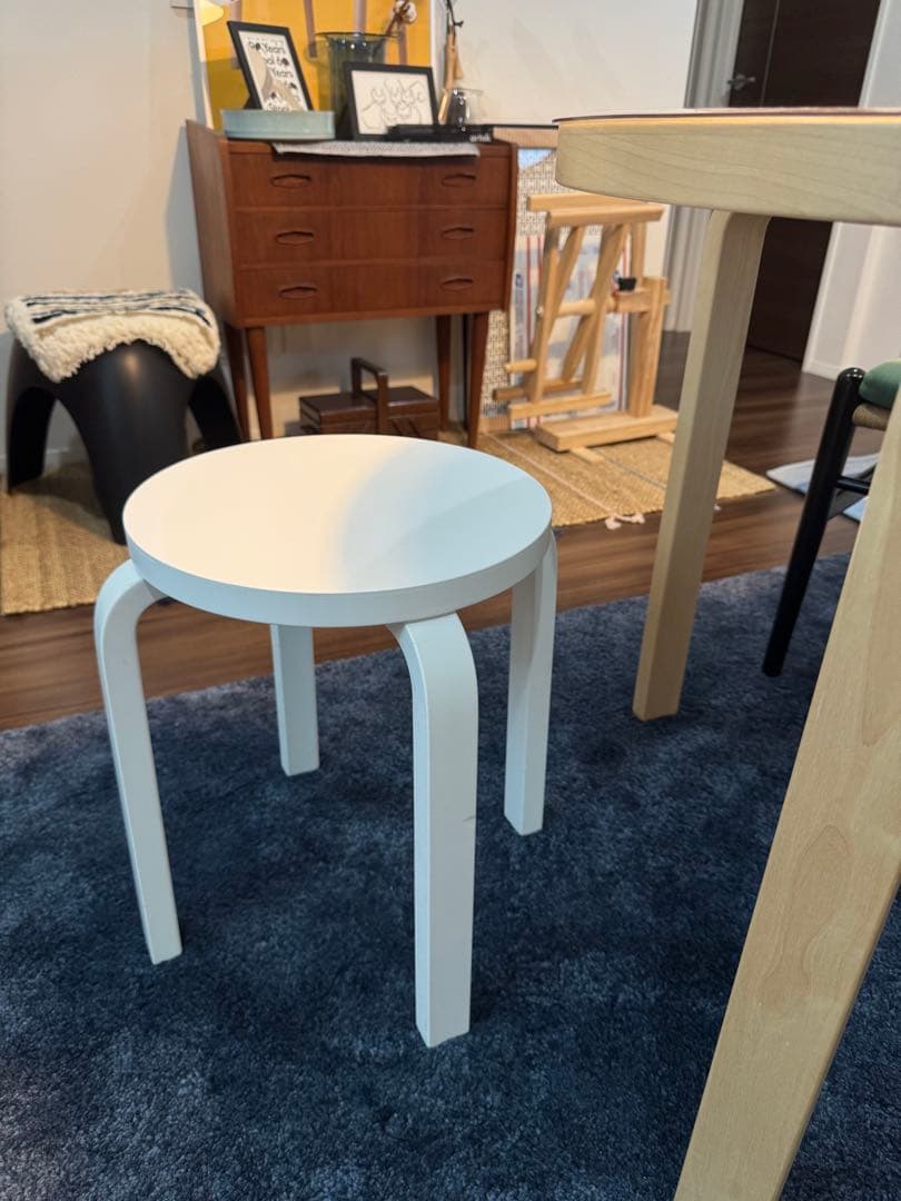 artek スツールE60 ホワイトラッカー　4本脚　アルテック　Aalto