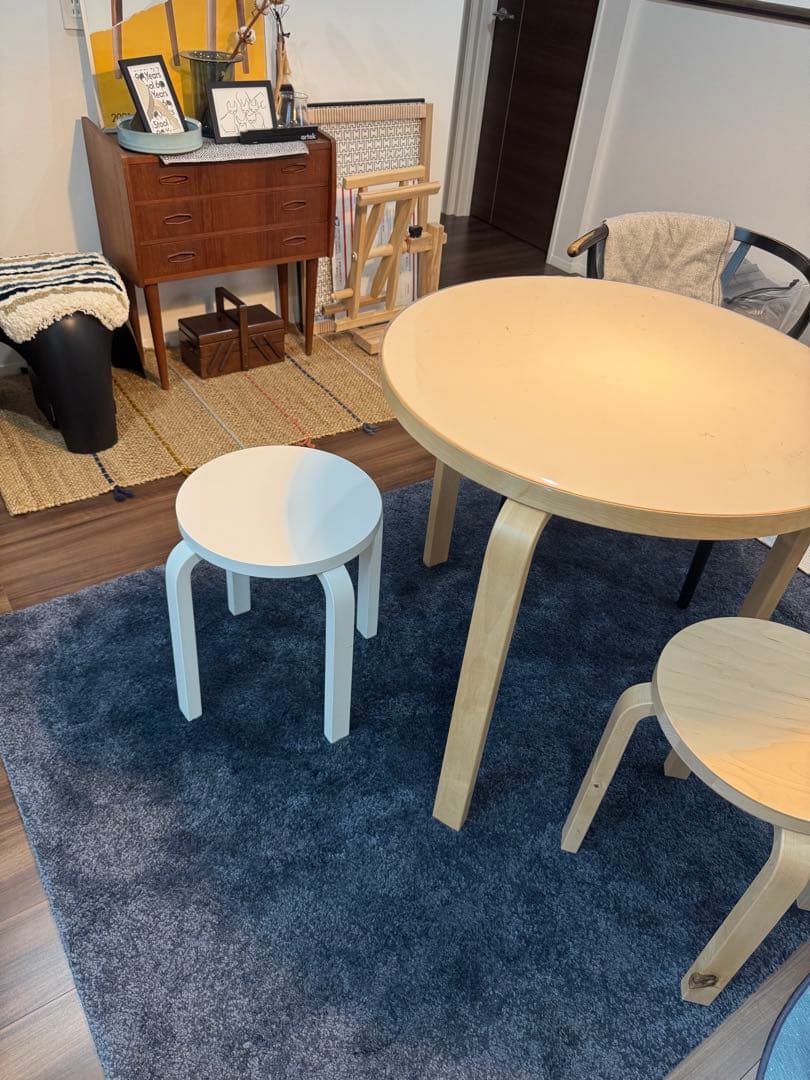 artek スツールE60 ホワイトラッカー　4本脚　アルテック　Aalto