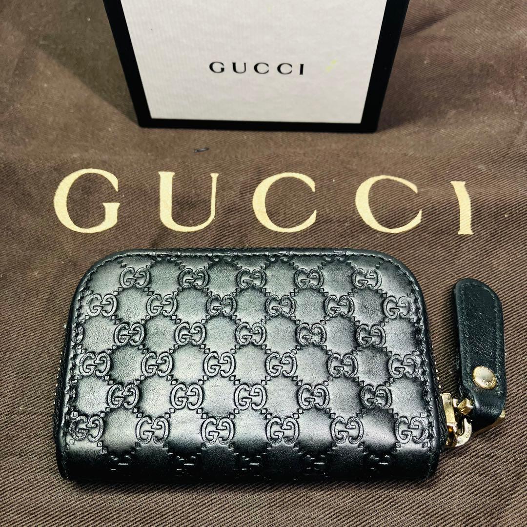 極美品　グッチ ケース GUCCI マイクログッチシマ ブラック 小銭入れ