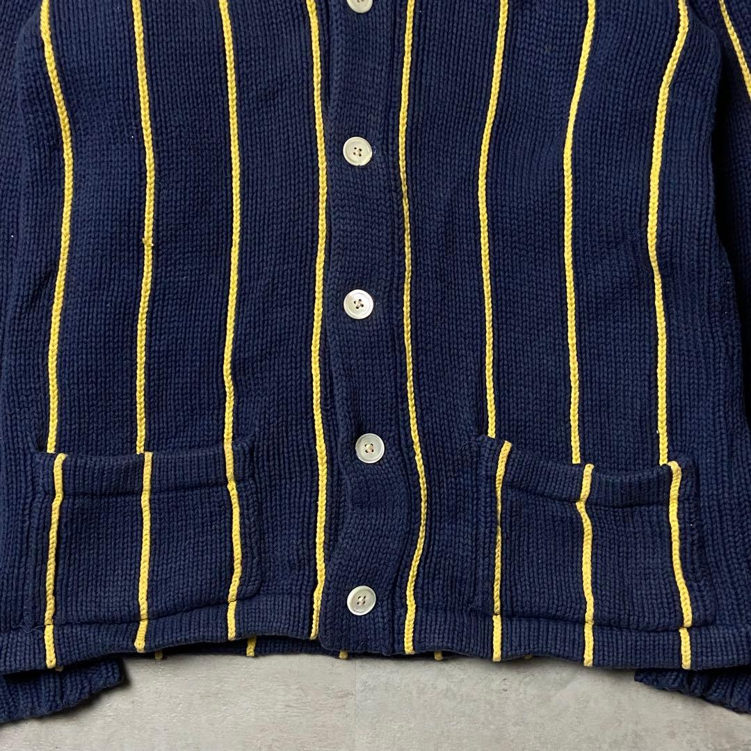 80s Ralph Lauren ショールカラー コットンストライプカーディガン