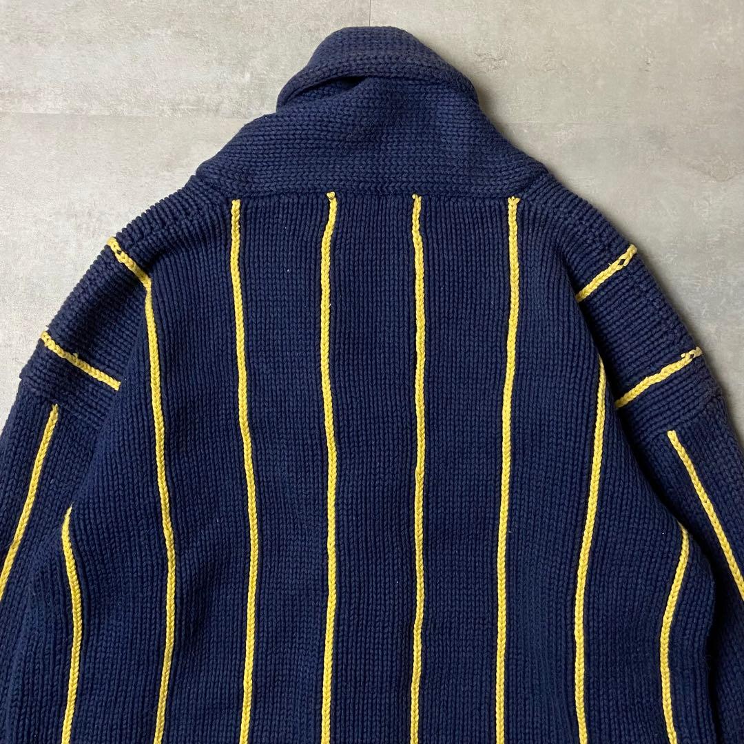 80s Ralph Lauren ショールカラー コットンストライプカーディガン