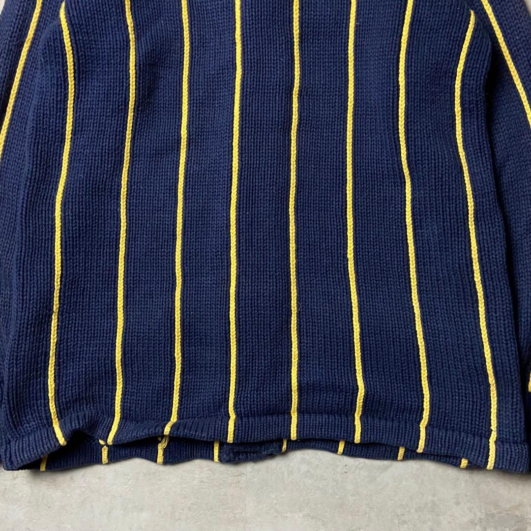 80s Ralph Lauren ショールカラー コットンストライプカーディガン