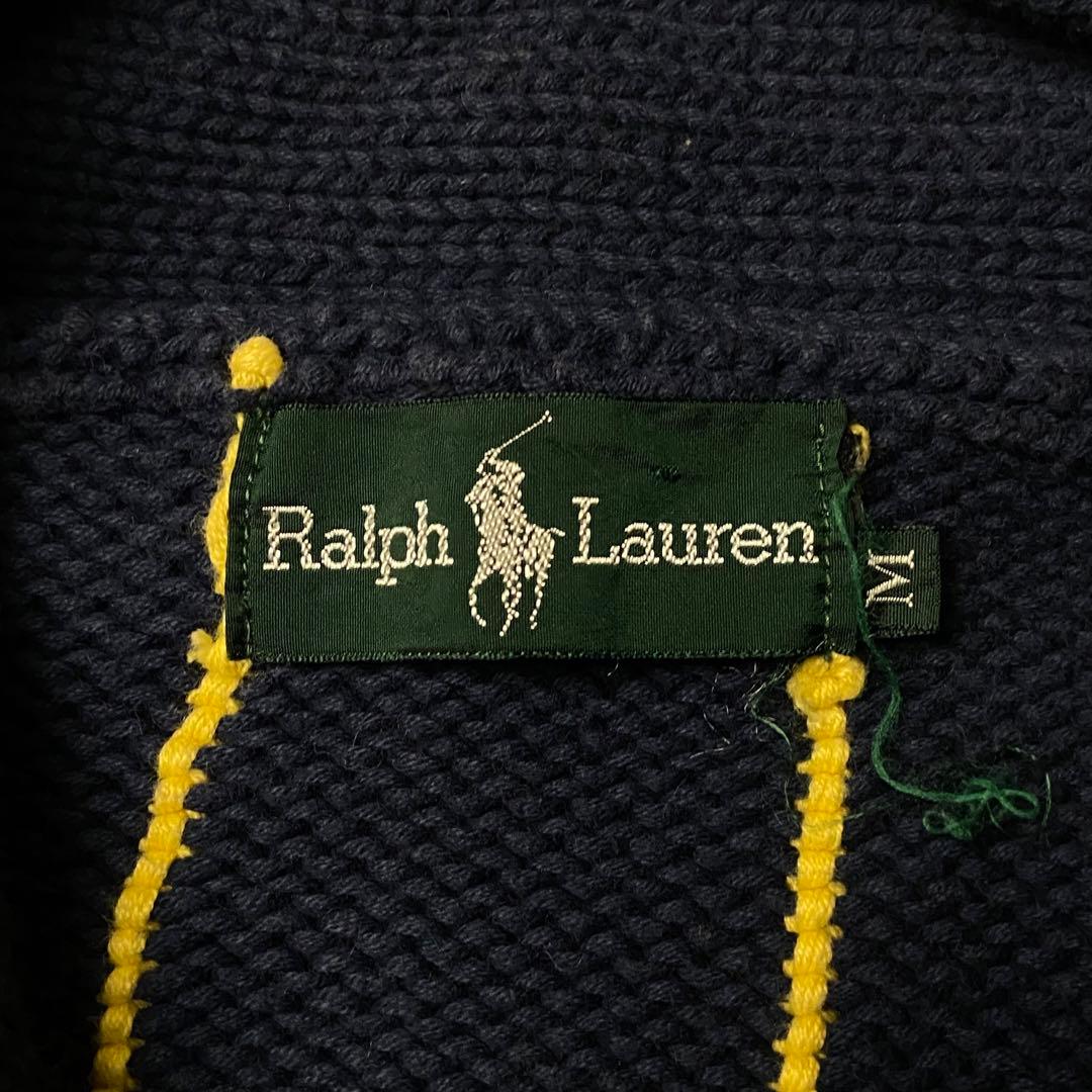 80s Ralph Lauren ショールカラー コットンストライプカーディガン