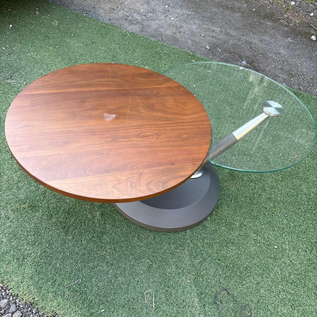 馬場家具 ウォールナット 可動式 リビング ガラス ツインセンターテーブル 机