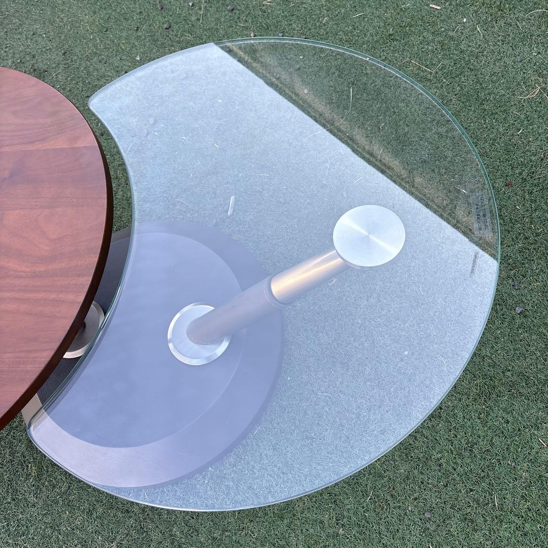 馬場家具 ウォールナット 可動式 リビング ガラス ツインセンターテーブル 机