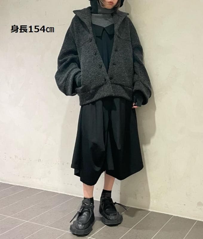 LIMI feu　ウールギャバ　立体切替　サロペットワンピース 　ヨウジヤマモト