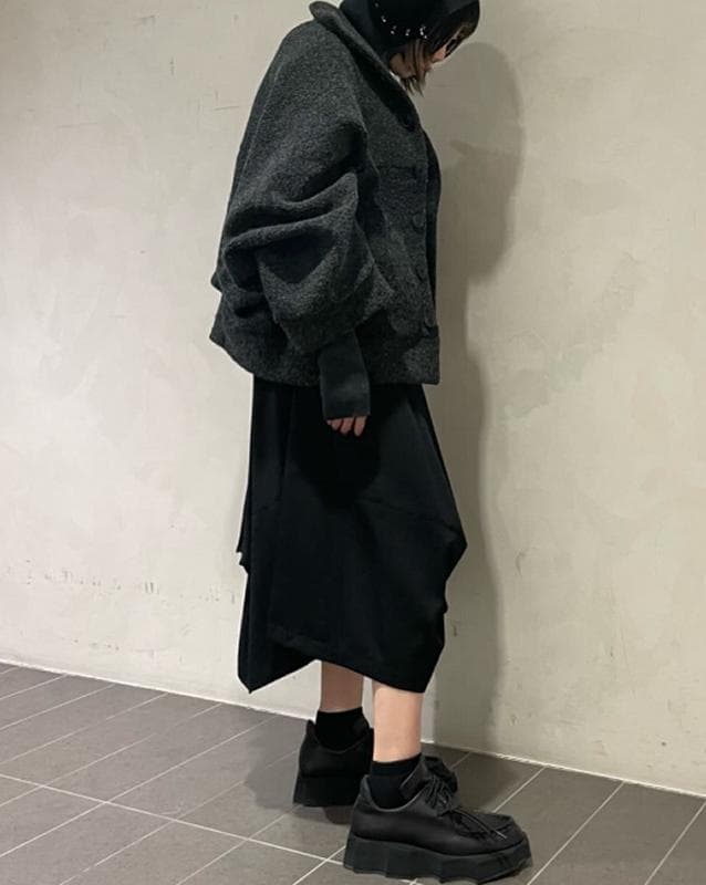 LIMI feu　ウールギャバ　立体切替　サロペットワンピース 　ヨウジヤマモト