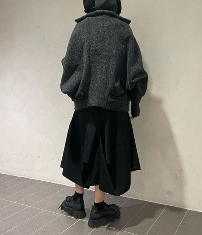 LIMI feu　ウールギャバ　立体切替　サロペットワンピース 　ヨウジヤマモト