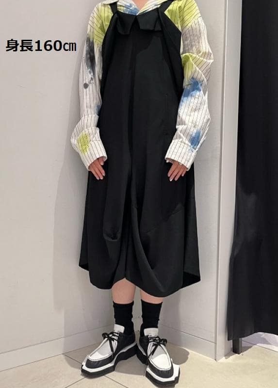 LIMI feu　ウールギャバ　立体切替　サロペットワンピース 　ヨウジヤマモト