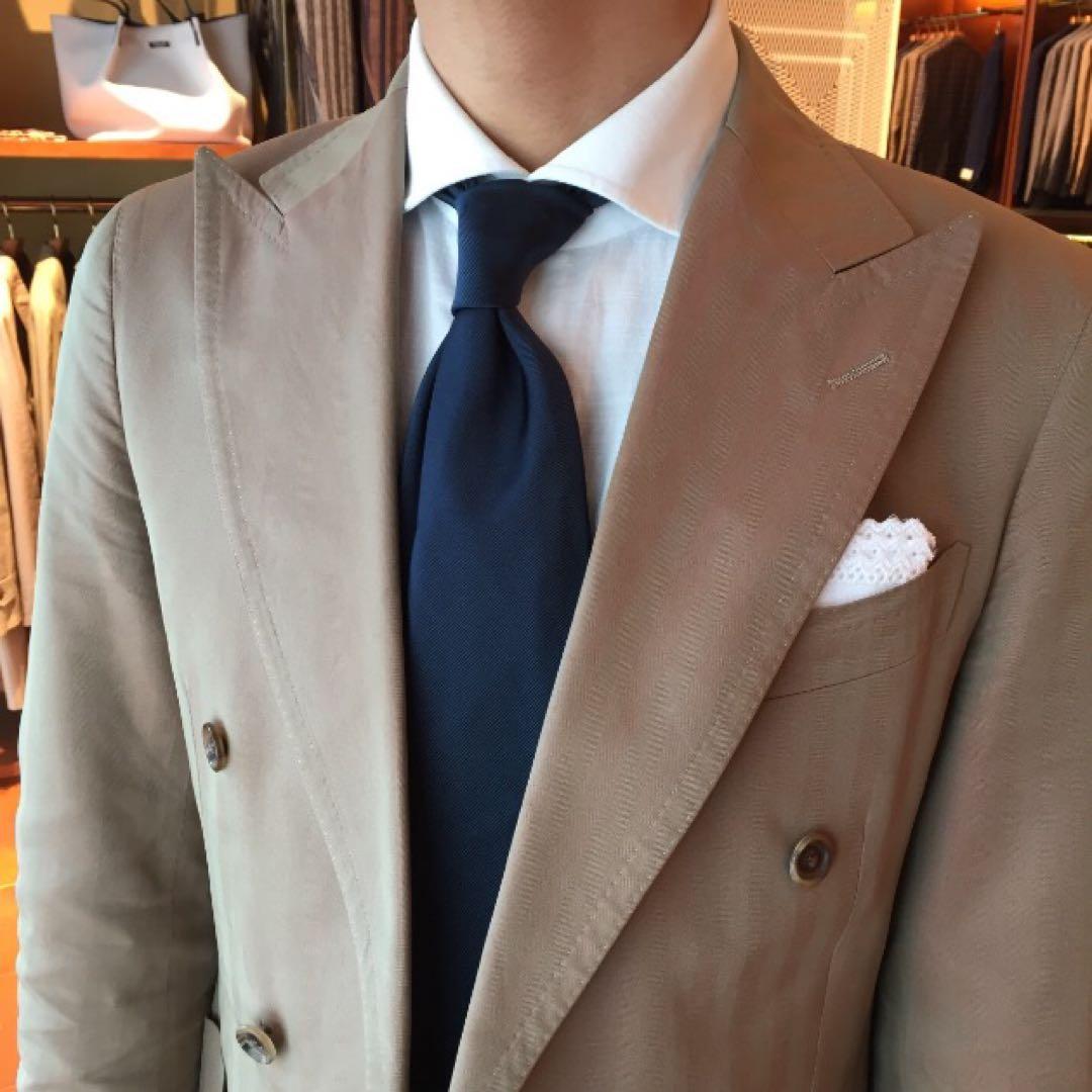 Franco Minucci／セッテピエゲ／ソリッドタイ／ネイビー／Italy製