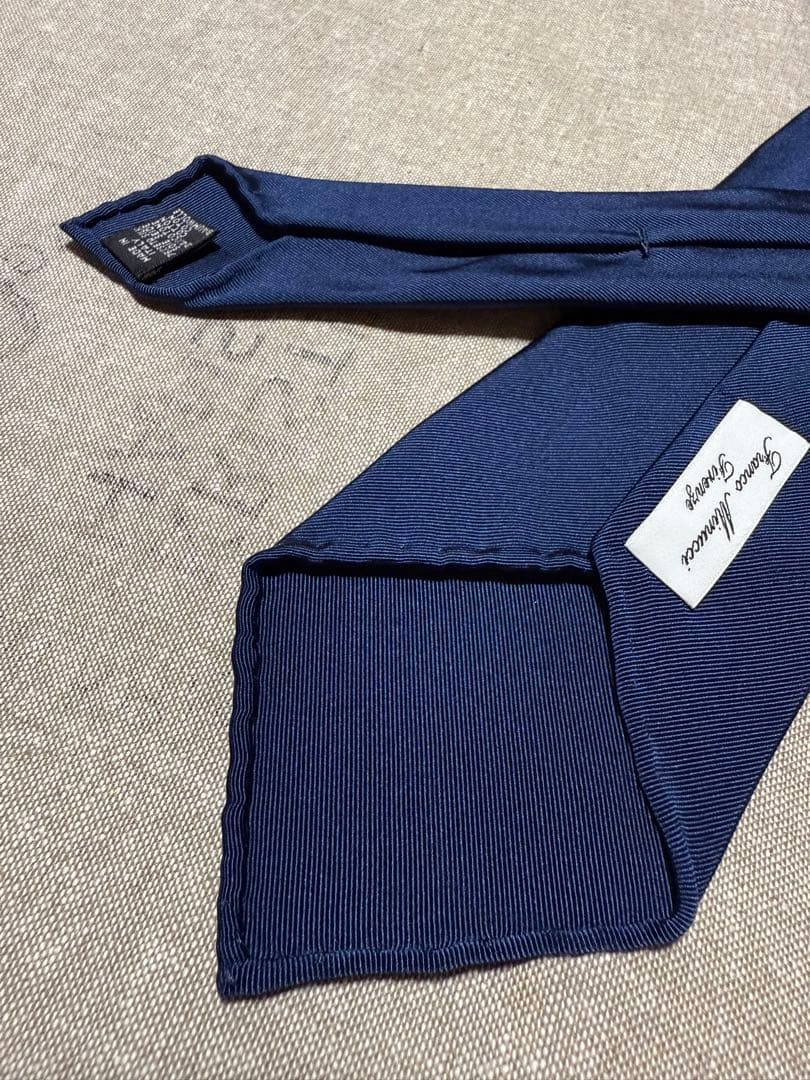 Franco Minucci／セッテピエゲ／ソリッドタイ／ネイビー／Italy製