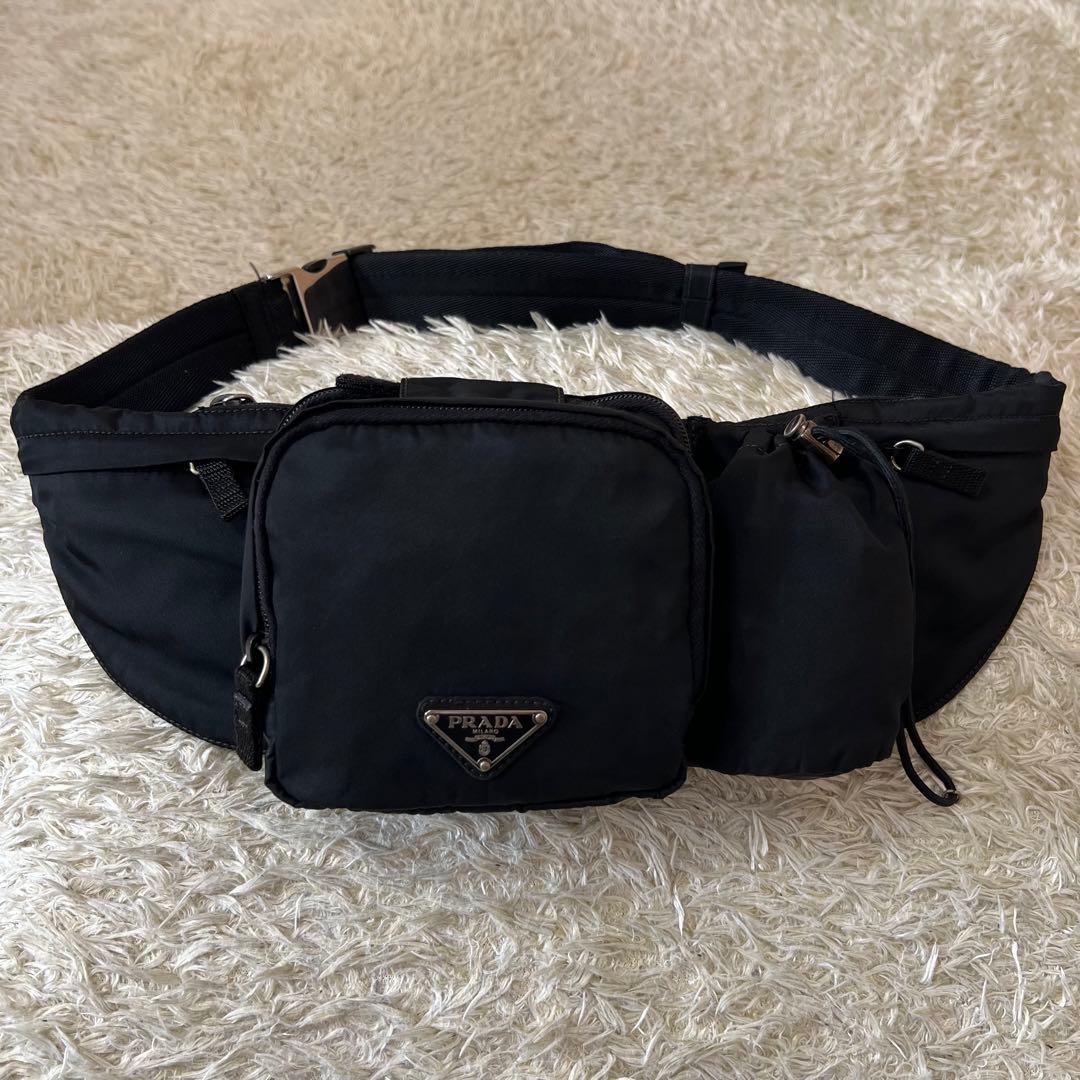 ☆美品☆PRADA プラダ　ボディーバック　ウエストポーチ　ブラック