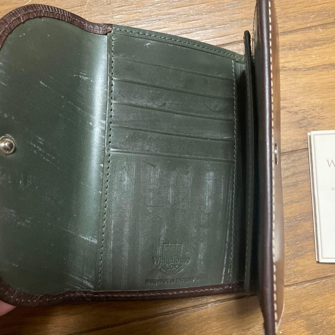Whitehouse Cox 三つ折り財布 ダークブラウン✖️グリーン　箱なし