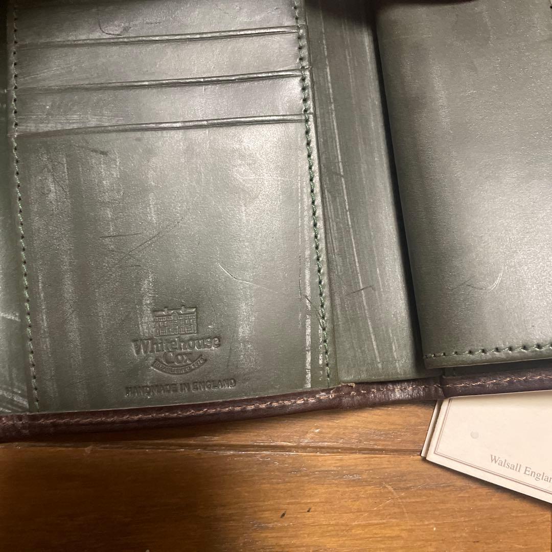 Whitehouse Cox 三つ折り財布 ダークブラウン✖️グリーン　箱なし