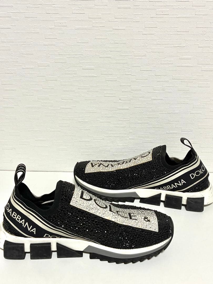 DOLCE&GABBANA スニーカー スパンコール ブラック シルバー 42