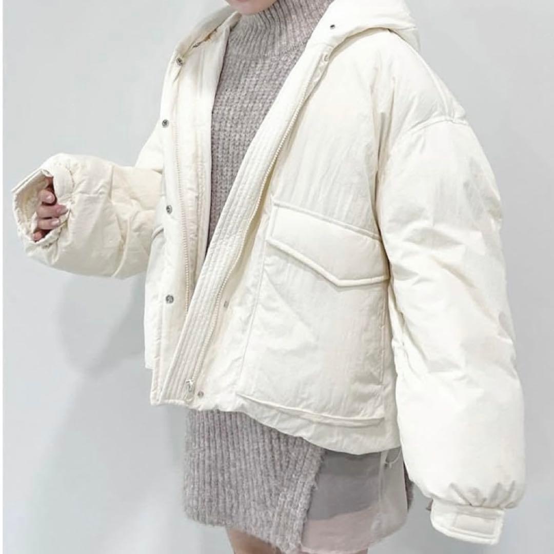 COCODEAL フードショートダウン 白 ホワイト アウター