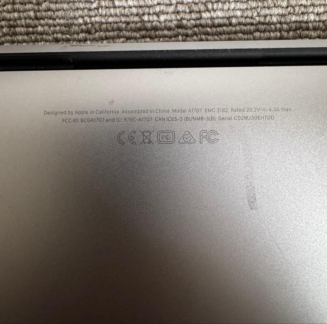 MacBook Pro 15インチ 512GB/16GB/2017年 動作保証