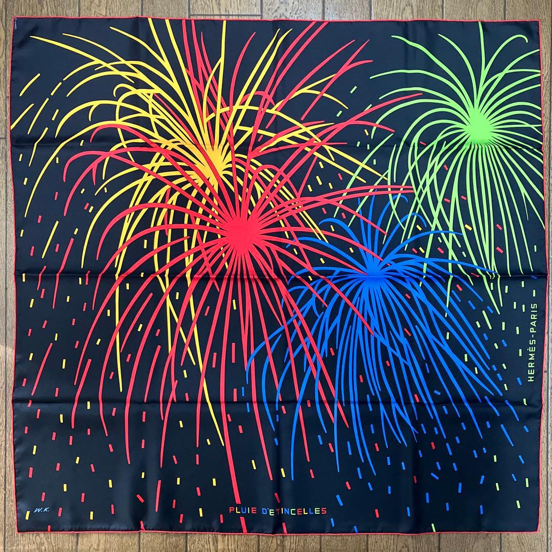 エルメス　スカーフ 90cm レア柄❗️「花火の雨」
