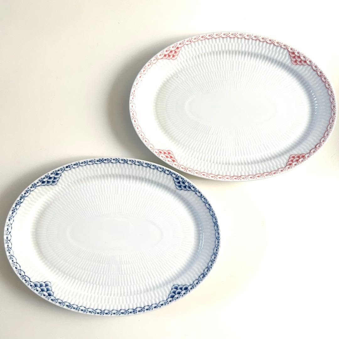 新品ロイヤルコペンハーゲン コーラル ブルー オーバルディッシュ28cmプレート