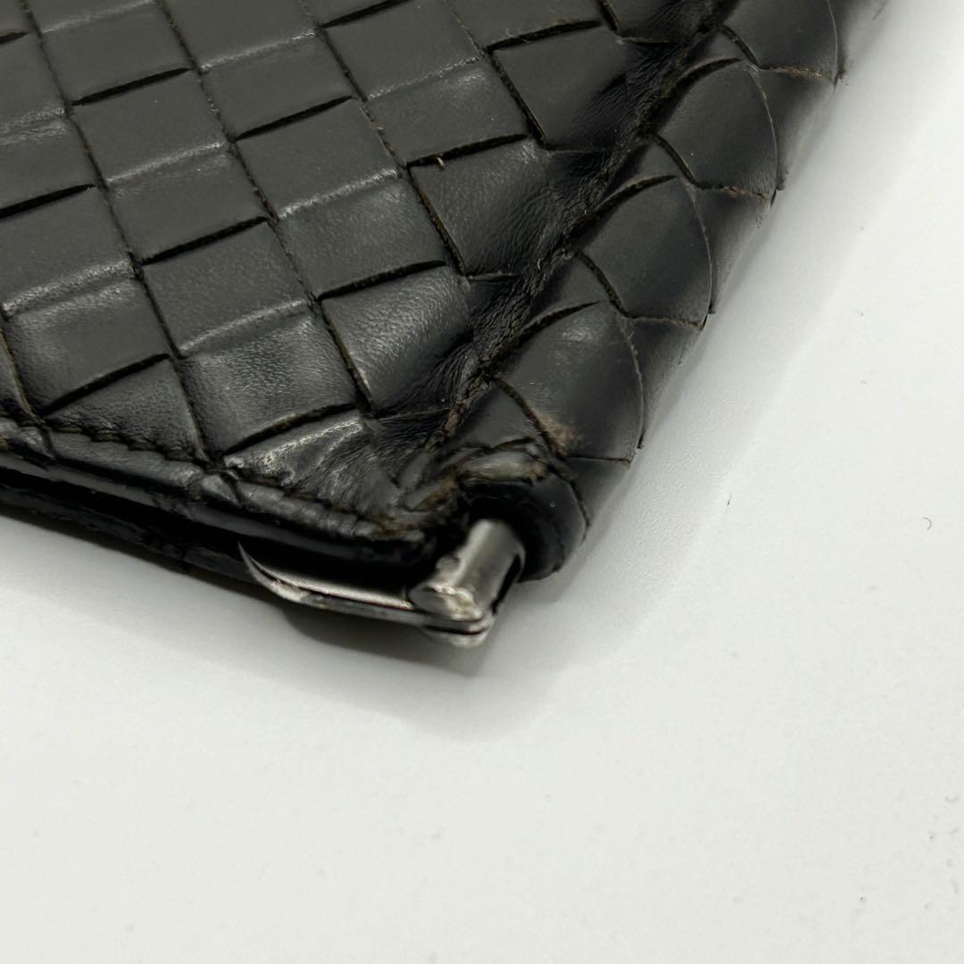 美品　ボッテガヴェネタ　イントレチャート　マネークリップ　レザー　カードホルダー
