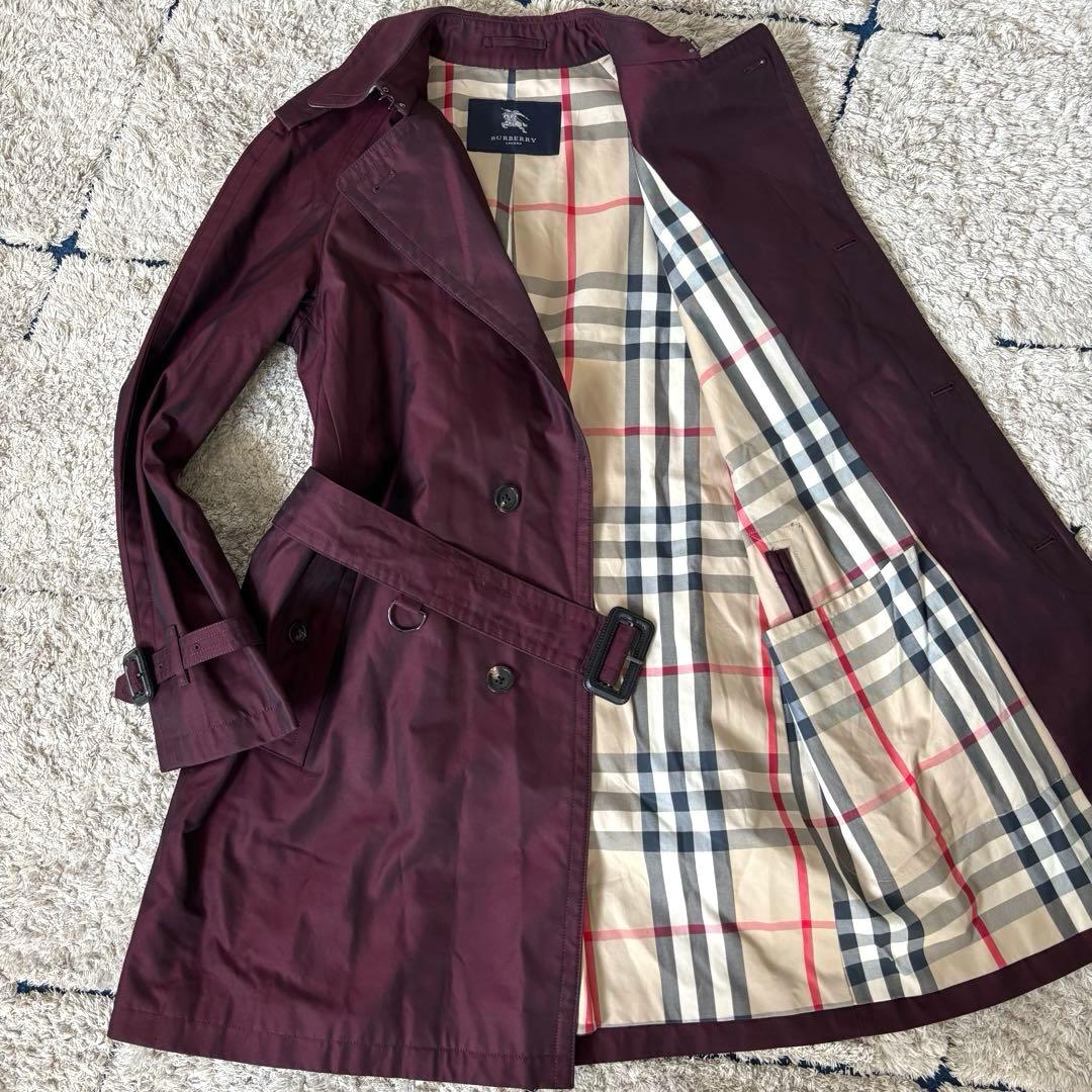 【美品✨】バーバリーロンドン　激レア！トレンチコート　メガチェック　ボルドー　Ｌ