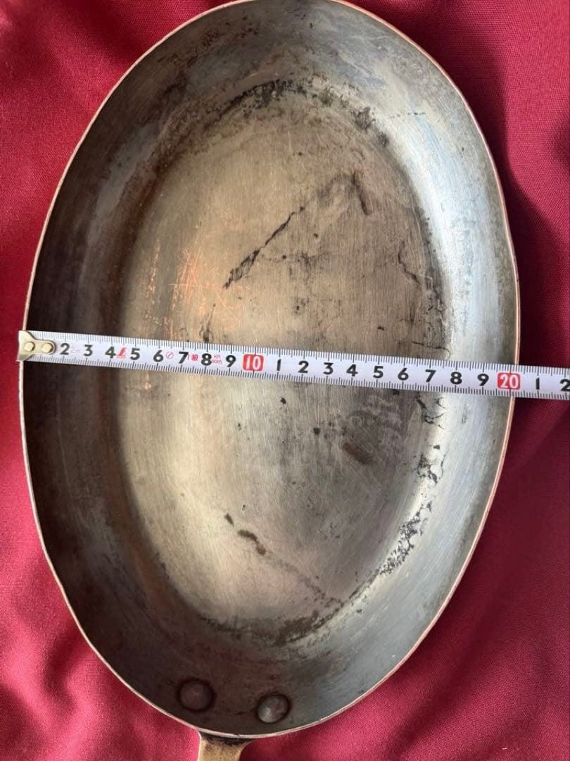 銅製楕円形フライパン Made in France約30cm x 20cm