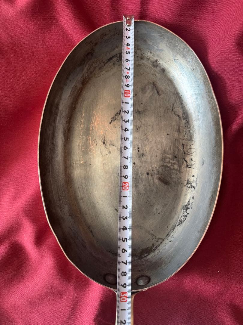 銅製楕円形フライパン Made in France約30cm x 20cm