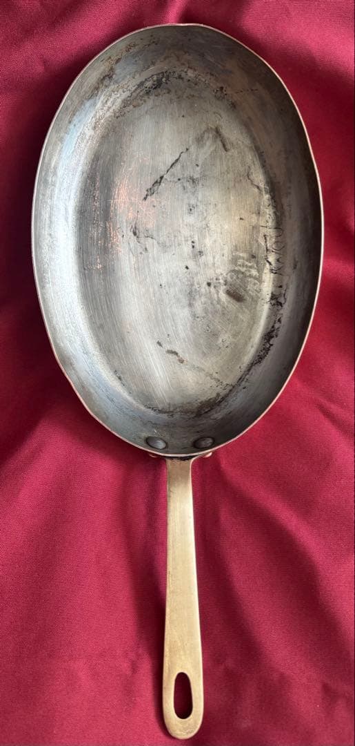 銅製楕円形フライパン Made in France約30cm x 20cm