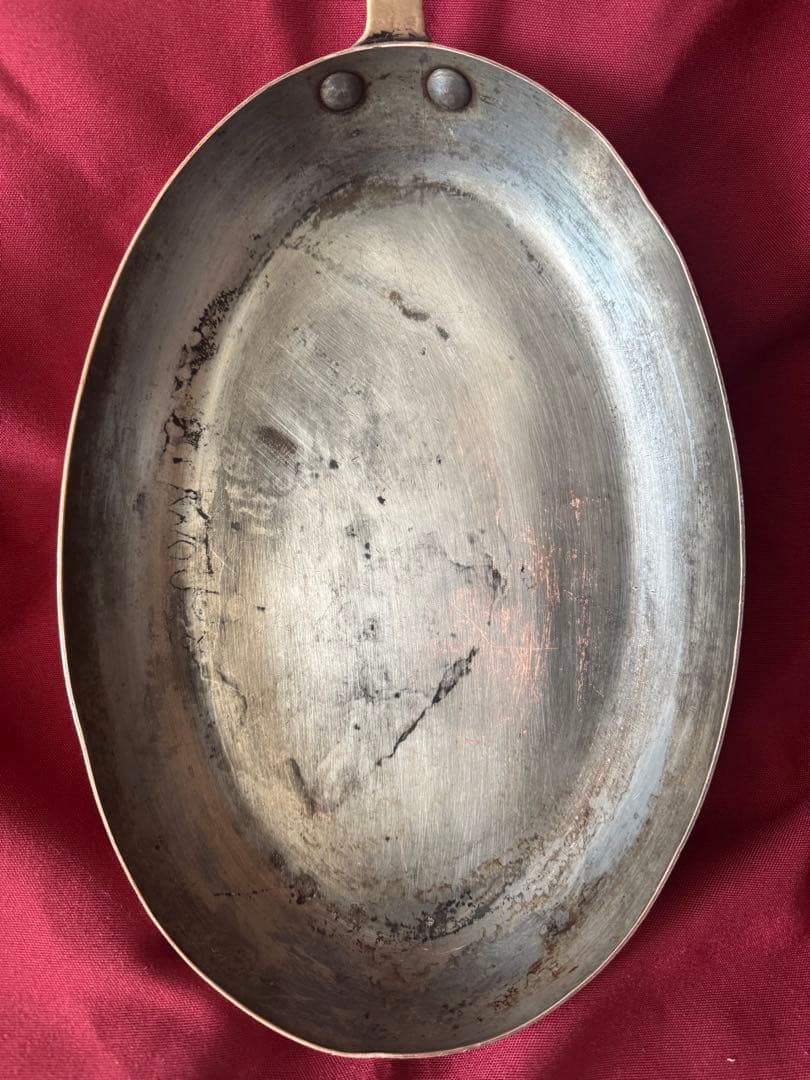 銅製楕円形フライパン Made in France約30cm x 20cm