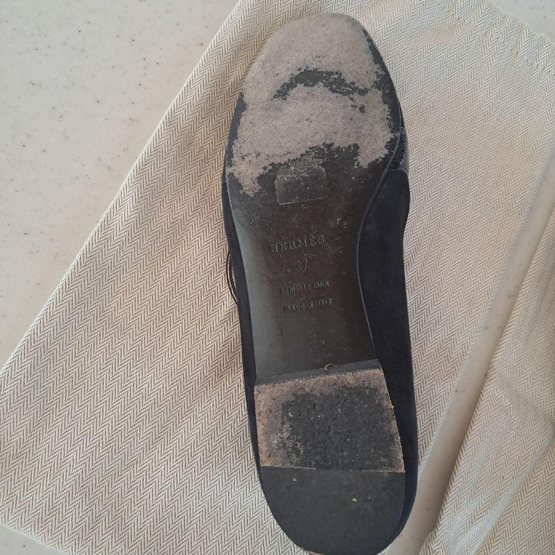 エルメス黒 スエード レザー シューズ
