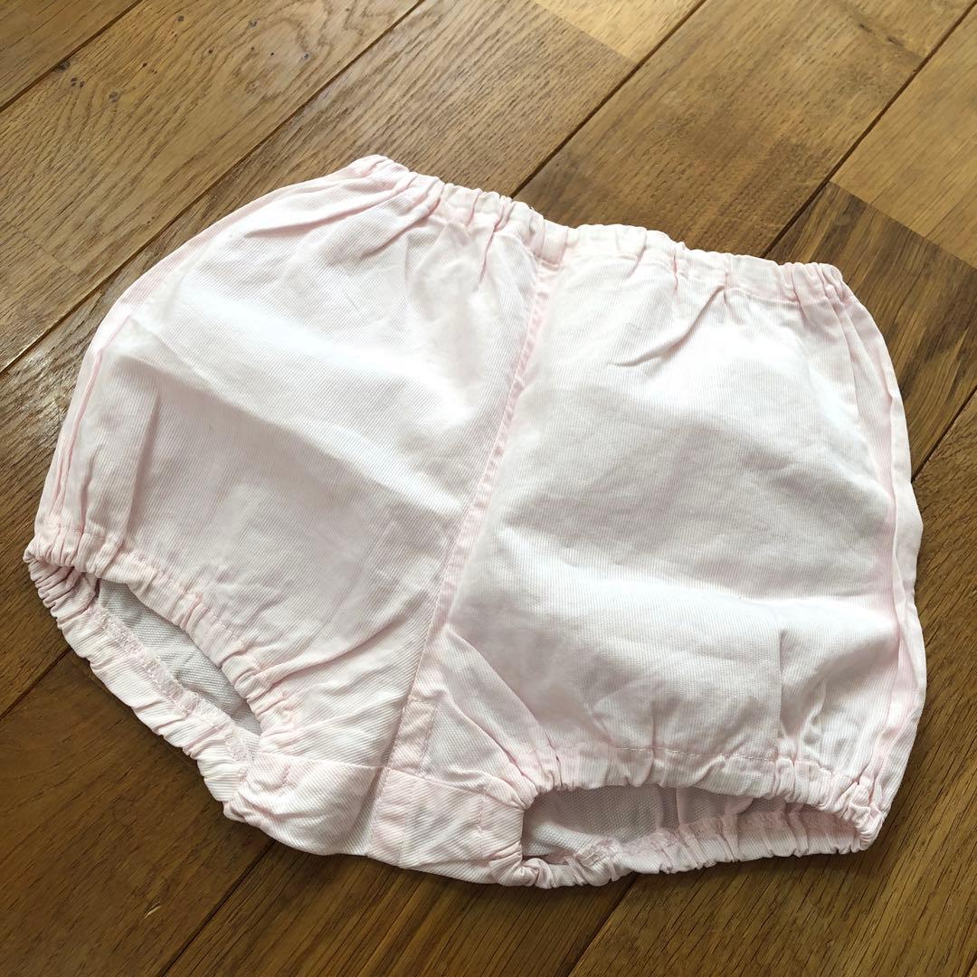 Baby Dior桜色ワンピース半袖90共布パンツ付