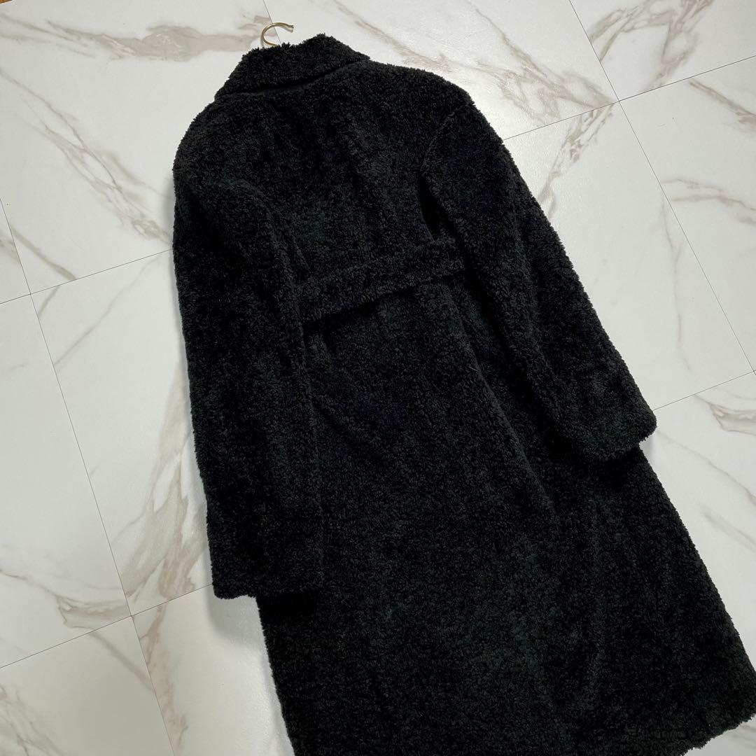 美品✨マックスマーラ ボア テディロングコート ベルト ブラック