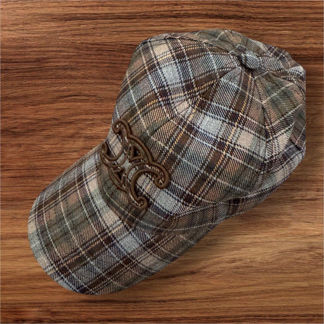 CELINE チェック柄 ベースボールキャップ L