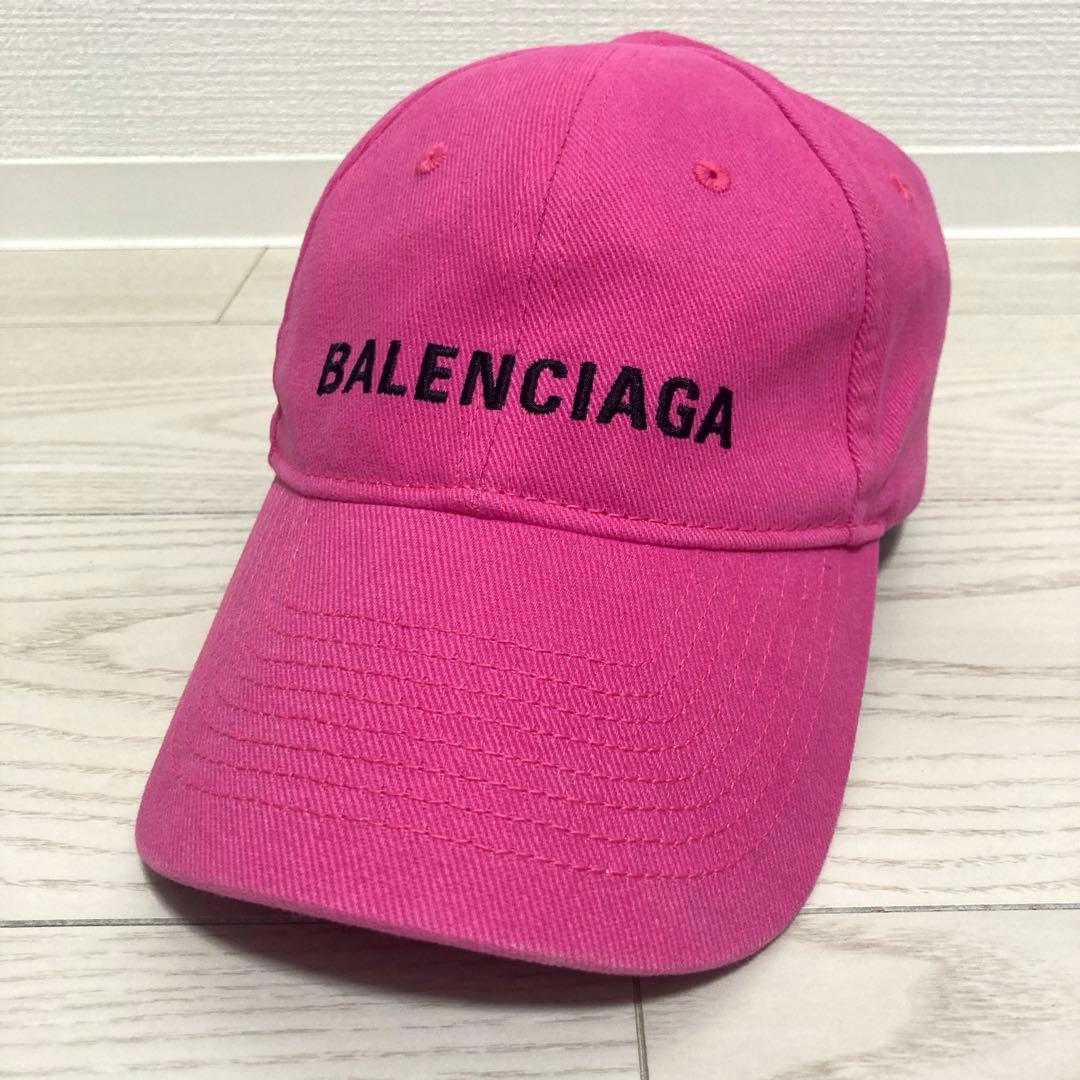 ✨極美品✨BALENCIAGA　キャップ　L58　新ロゴ　マジックテープ　ピンク