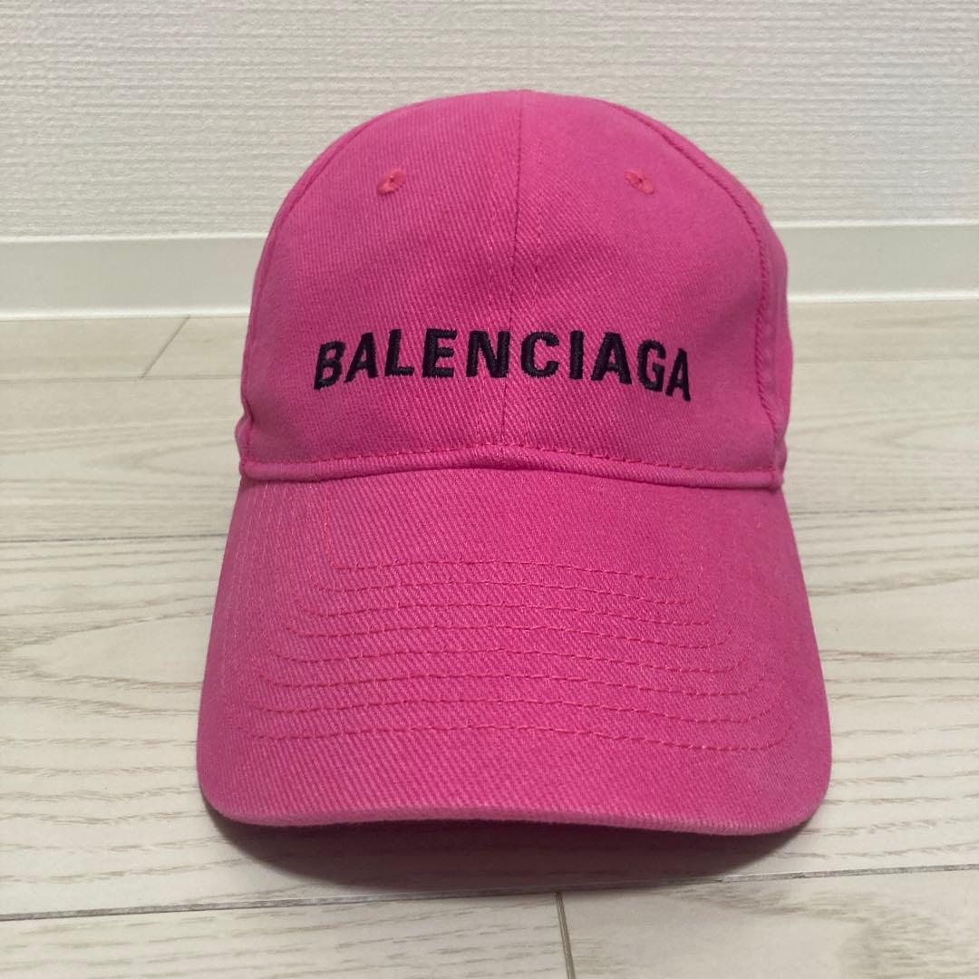 ✨極美品✨BALENCIAGA　キャップ　L58　新ロゴ　マジックテープ　ピンク