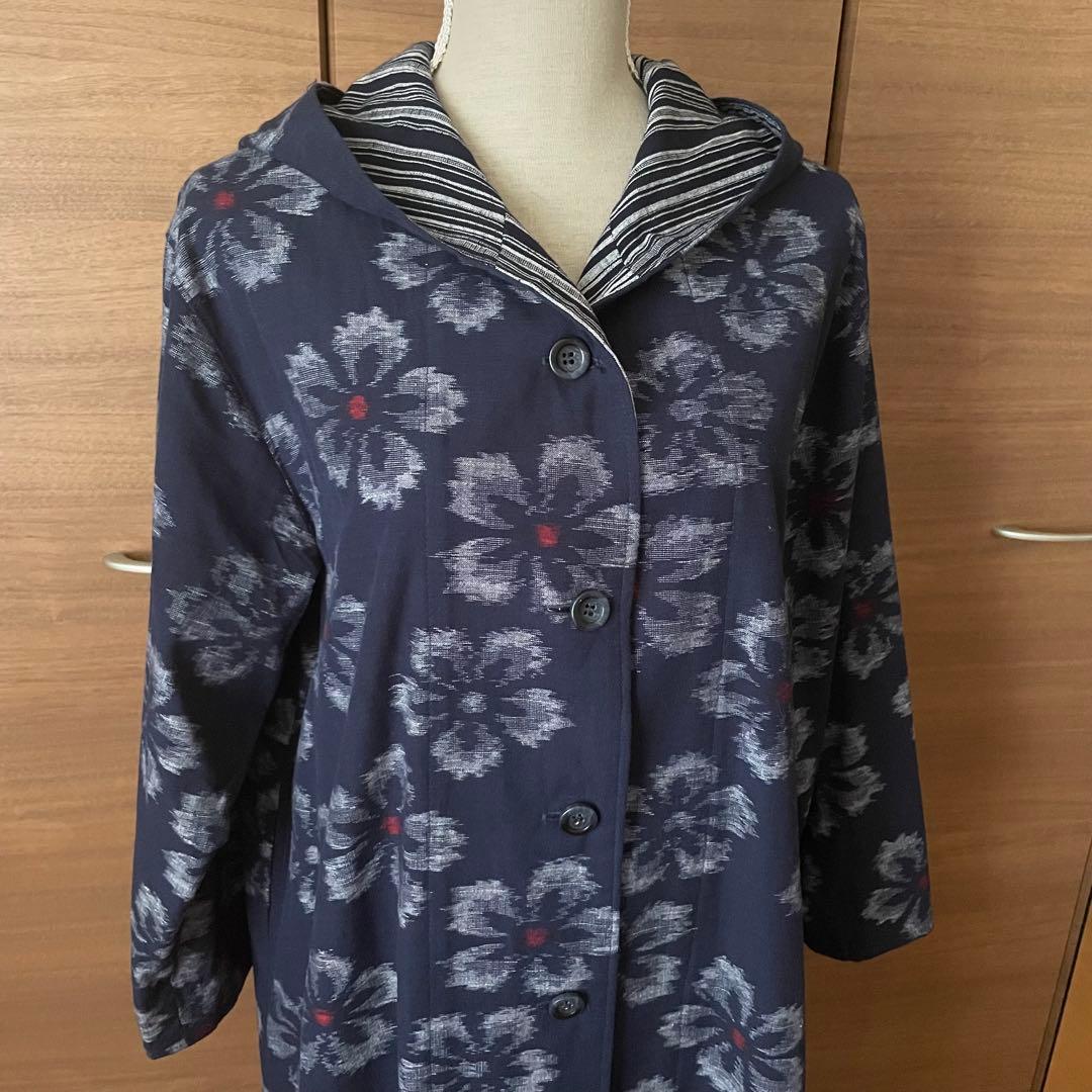 【Yukkorin45です】　久留米絣　フード付き コート