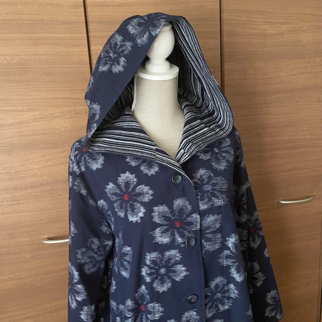 【Yukkorin45です】　久留米絣　フード付き コート