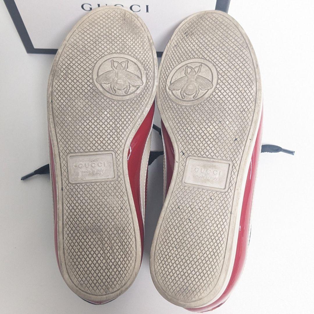 美品　超レア　グッチ　スニーカー　エナメル　ビー　パール　インターロッキング