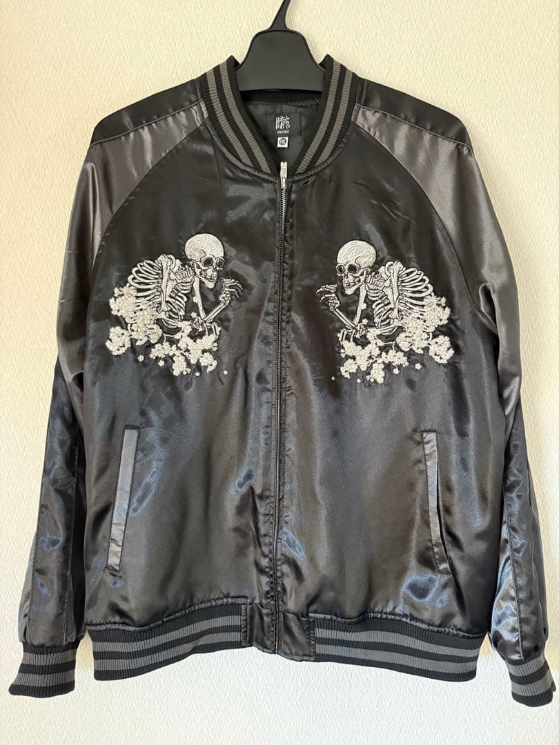 OBORO スカジャン　スーベニアジャケット　両面刺繍　スカル