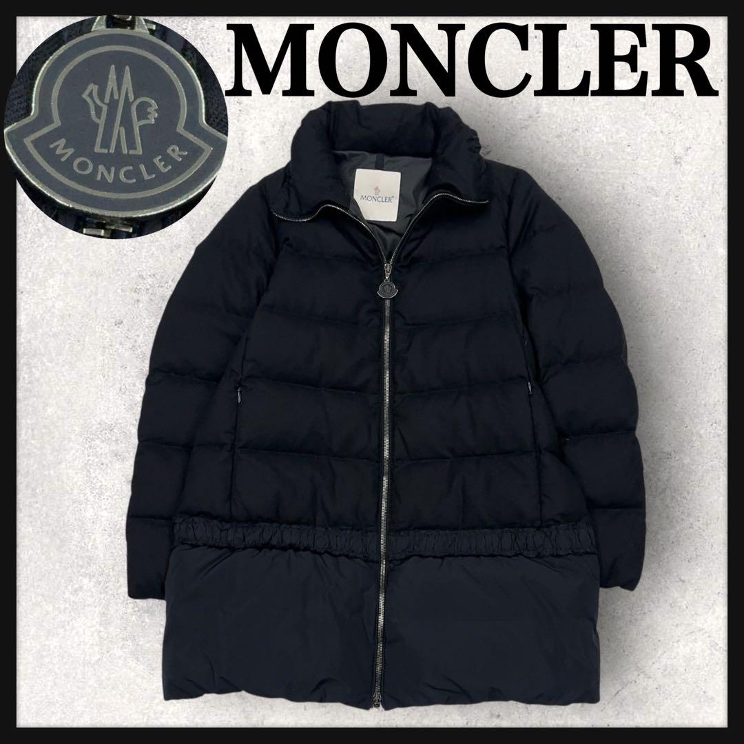 11979【美品・QR鑑定済み】モンクレール　メタルロゴ ダウンジャケット 黒
