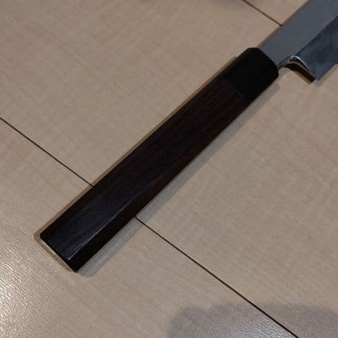 柳刃包丁 V金本焼 紫檀柄