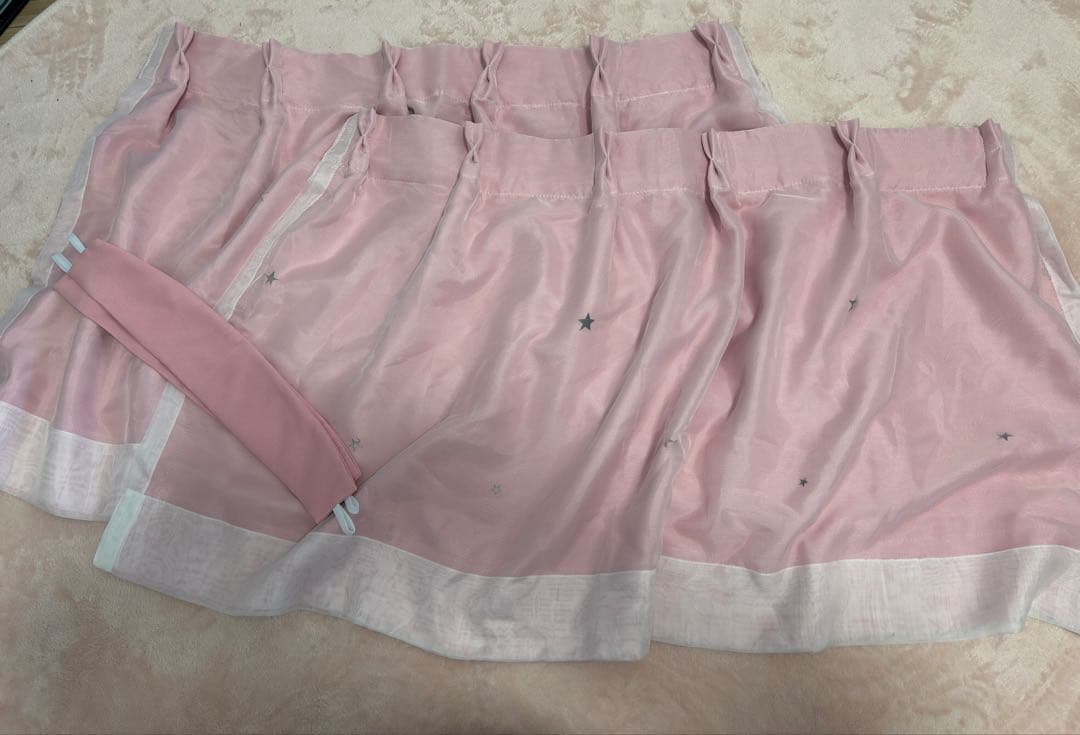 ピンク星柄カーテン2枚セット